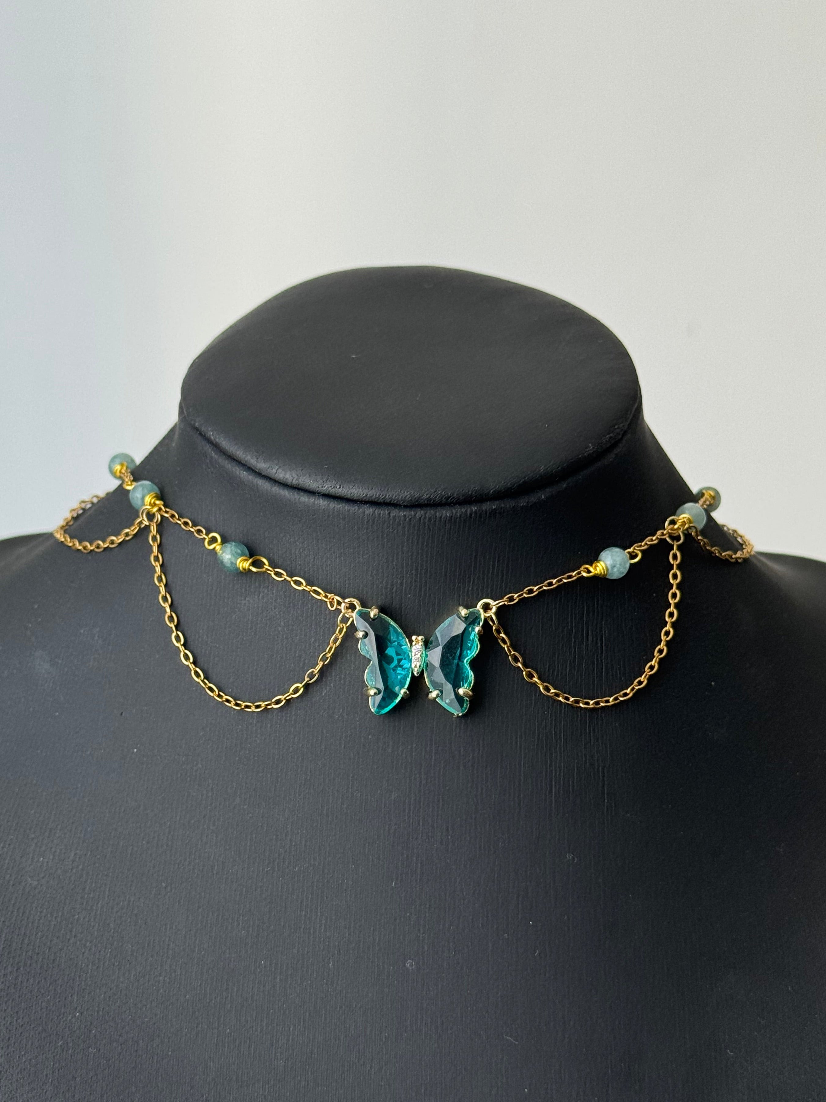 Collier Enchantix Bloom, aigue-marine, doré
