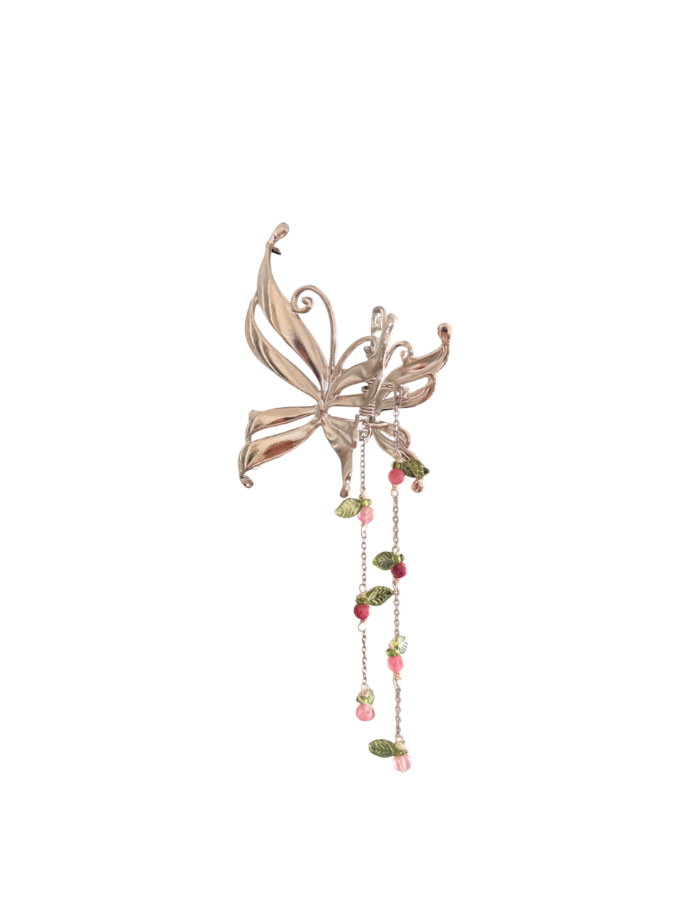 Pince à cheveux Miele, jade persan rose argenté