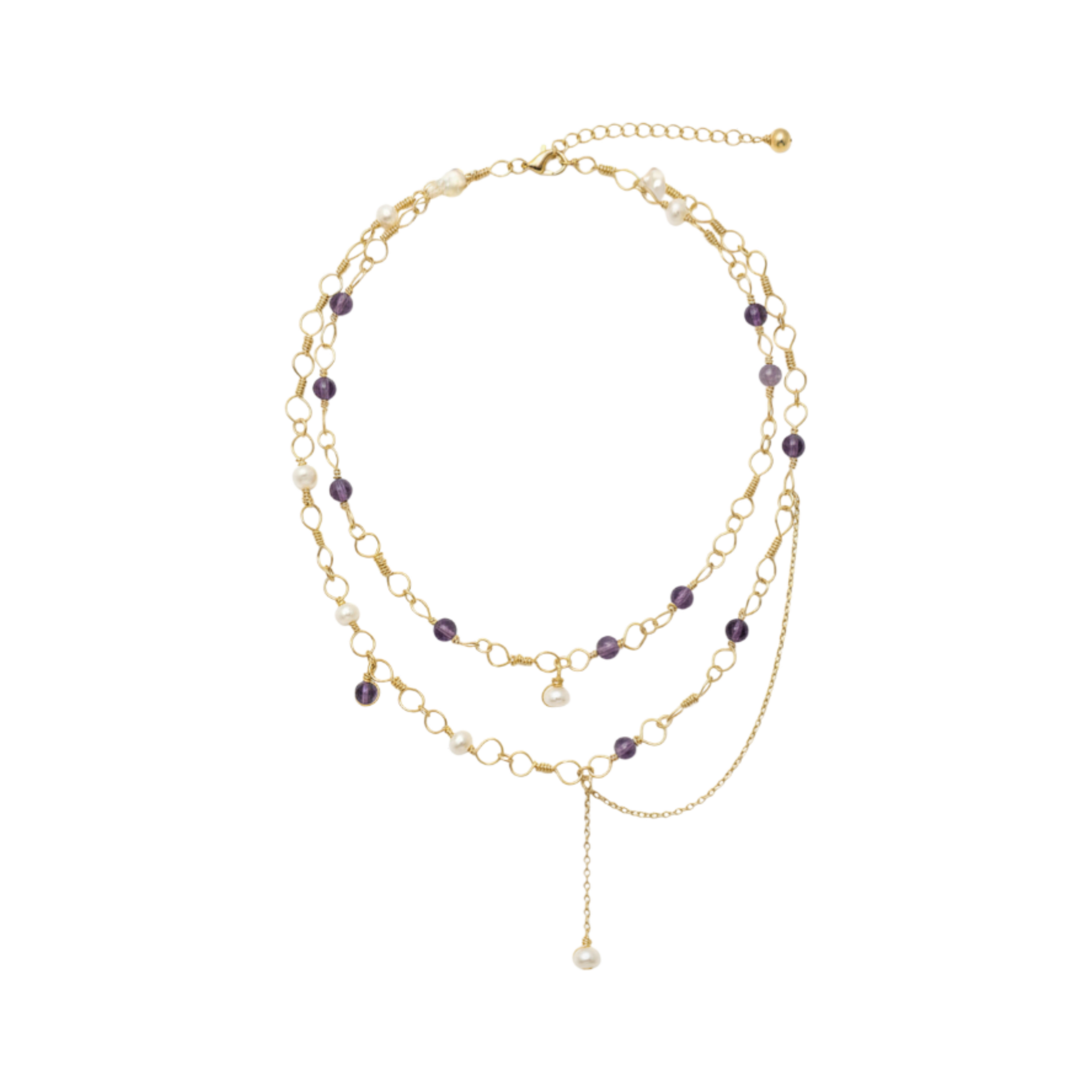 COLLIER HÉDONÉ AMÉTHYSTE PERLE D'EAU DOUCE