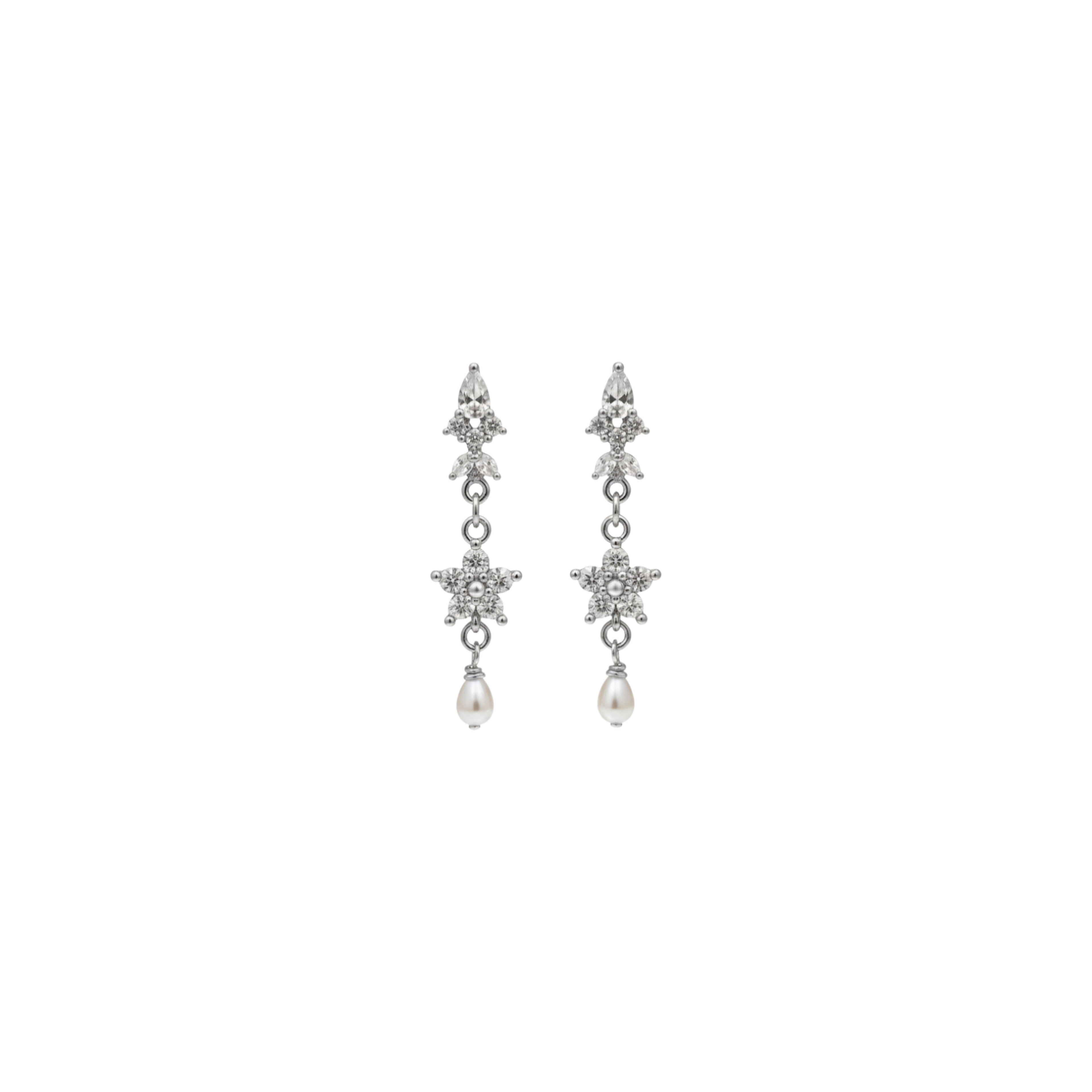 Boucles d’oreilles Sophie Perles d’eau douce et zircon argenté