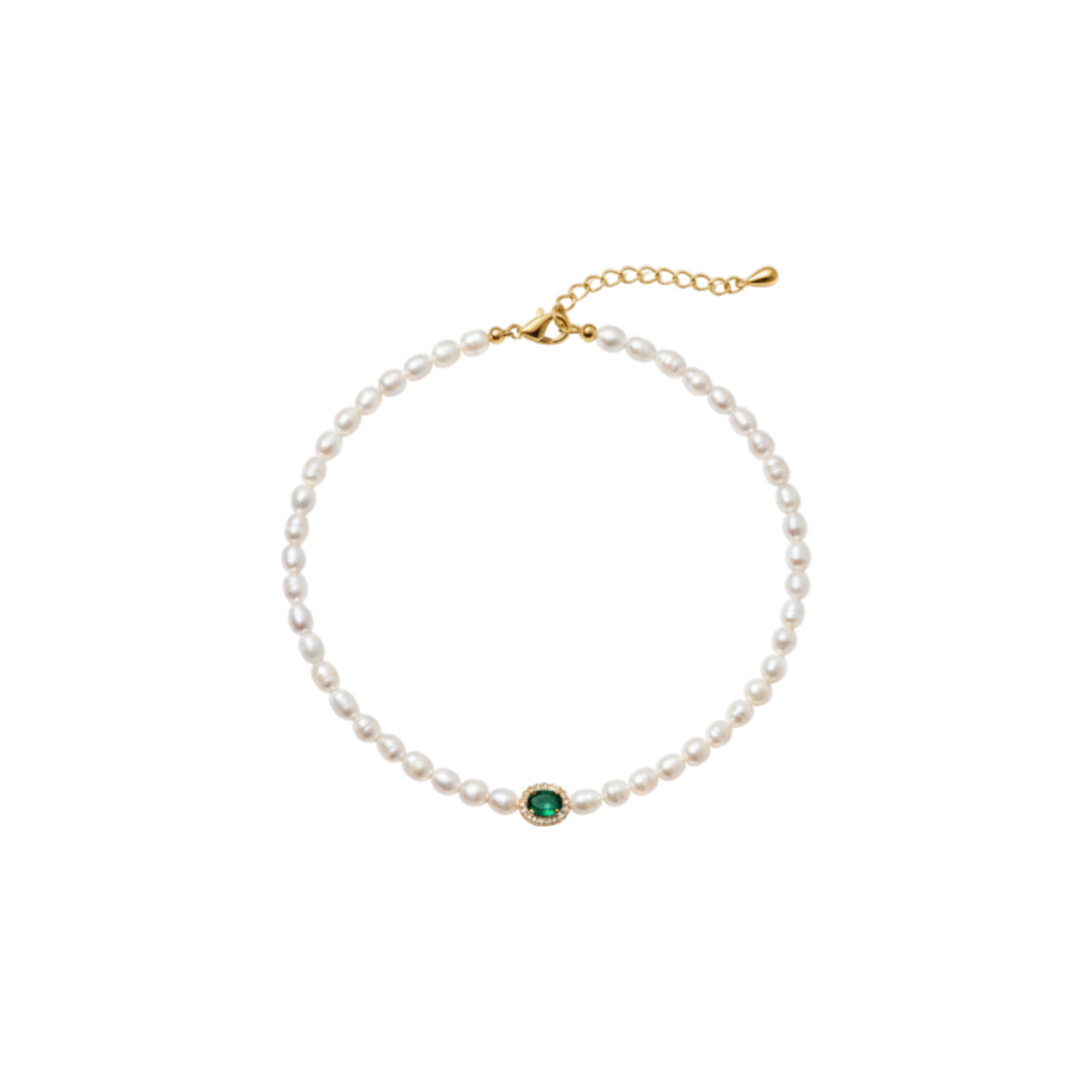 Collier L’Émeraude de la Cour Perles d’eau douce et perle vert émeraude