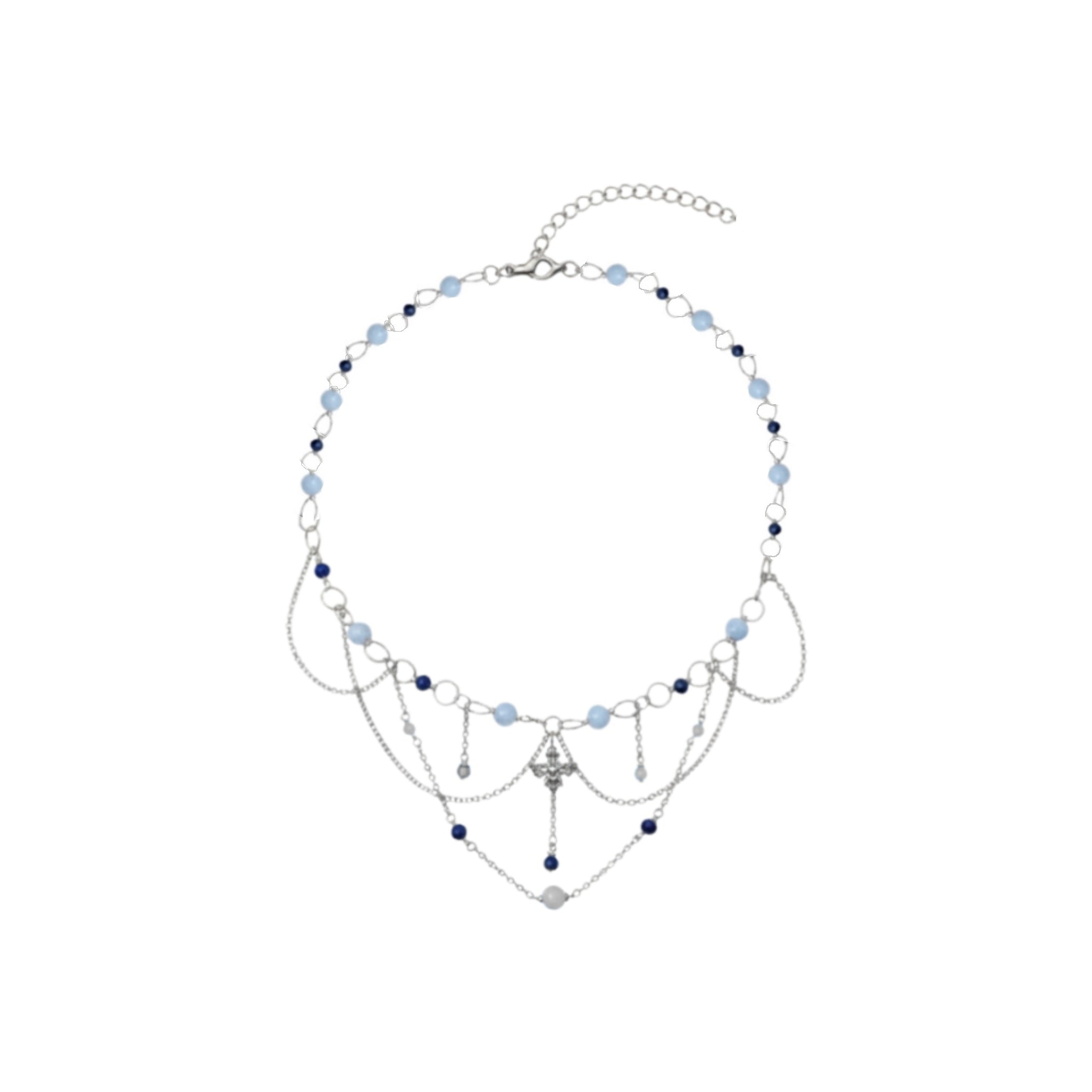 Collier Éloïse Calcédoine, Pierre de Lune Lapis Lazuli, pendentif abeille
