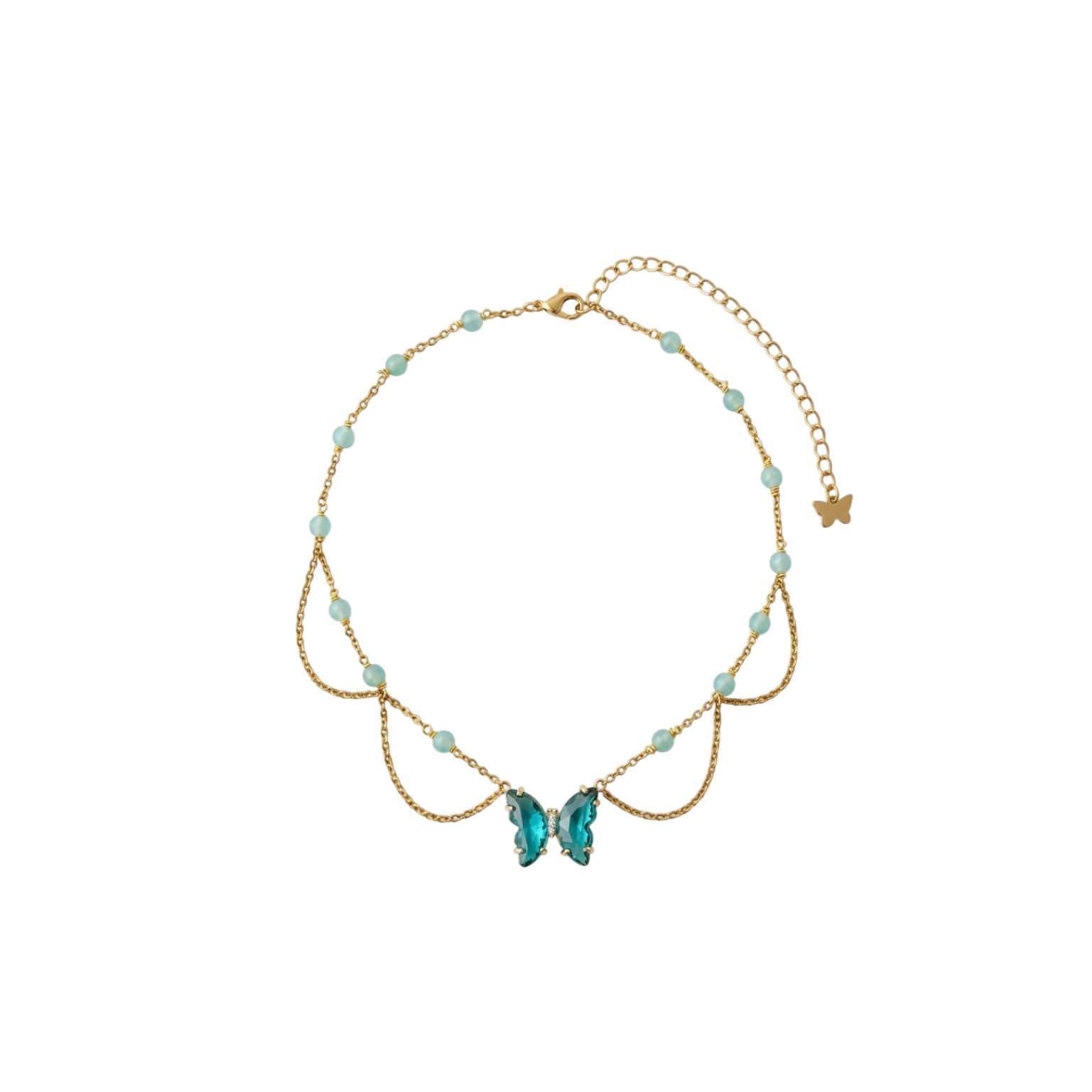 Collier Enchantix Bloom, aigue-marine, doré