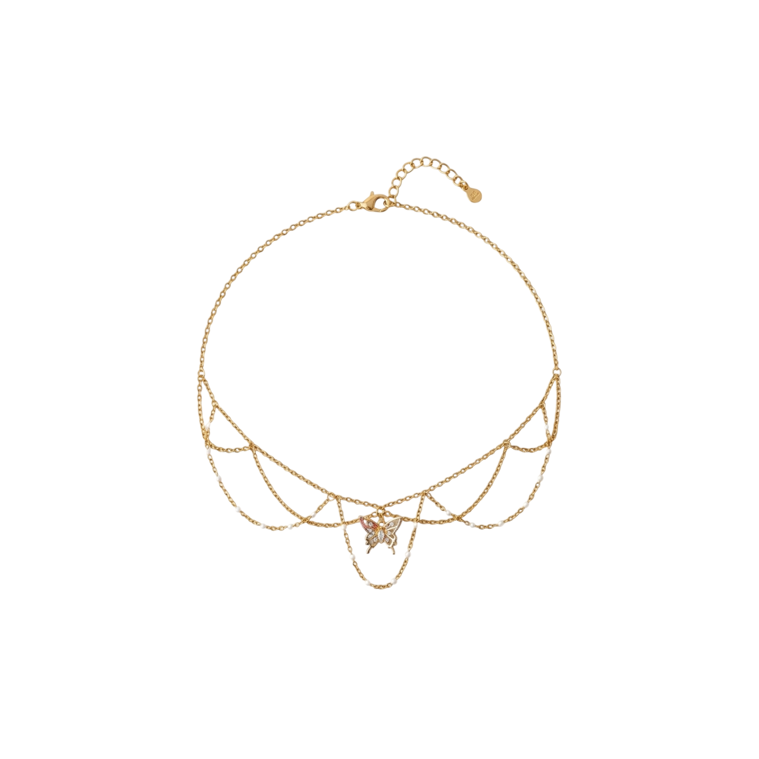 Collier Alféa, pendentif papillon 24K, pièce unique doré