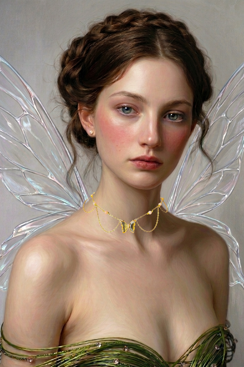 Collier Enchantix Stella, pierre de lune orange 3A, doré