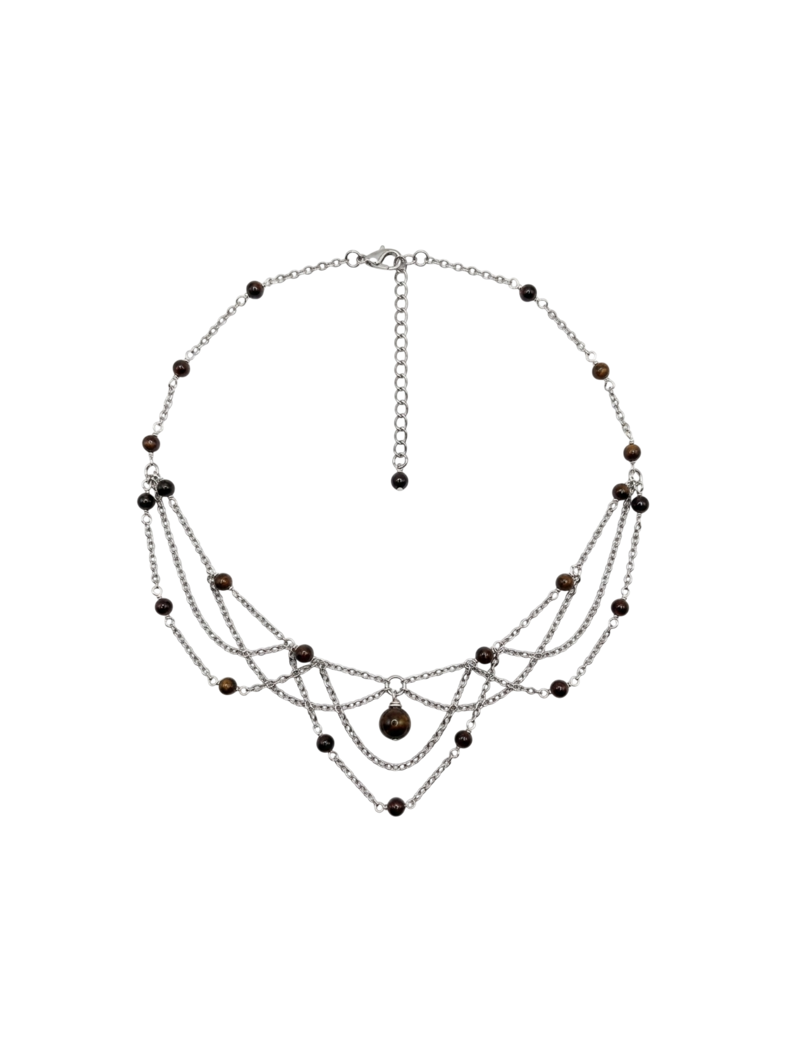Collier Dracarys, grenat 1A, pièce unique argenté