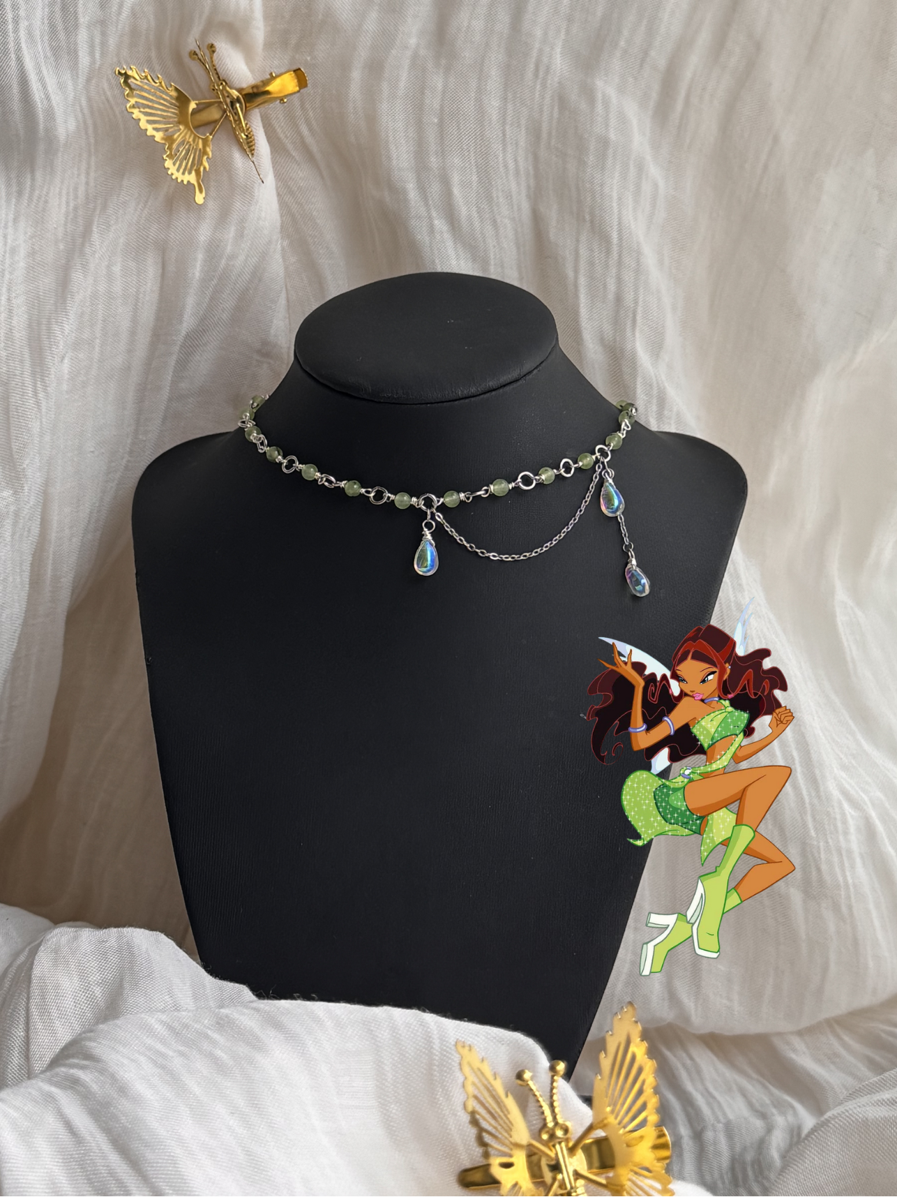 Collier Layla Préhnite argenté