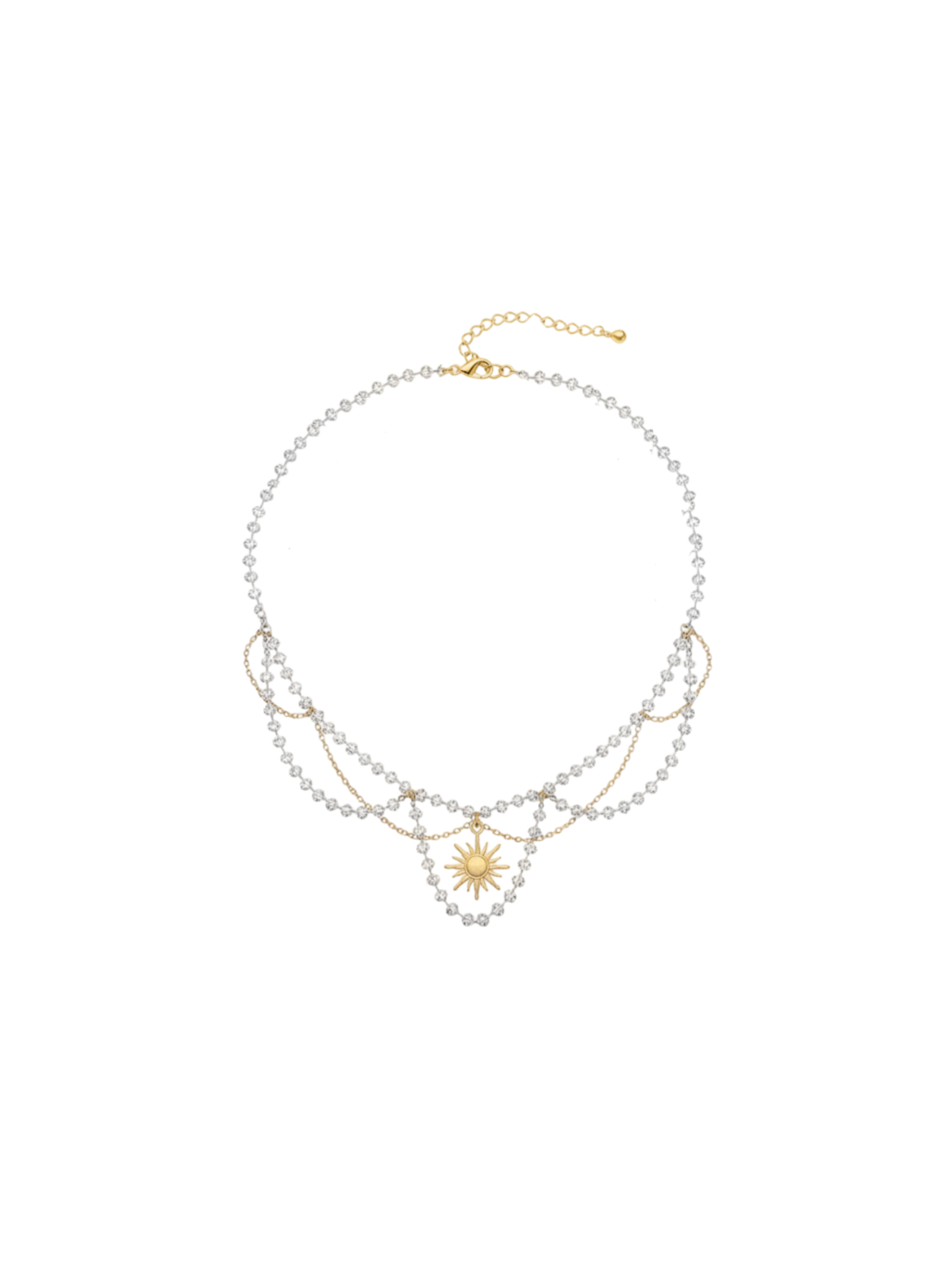 Collier Solaria Perles de verre, pendentif soleil
