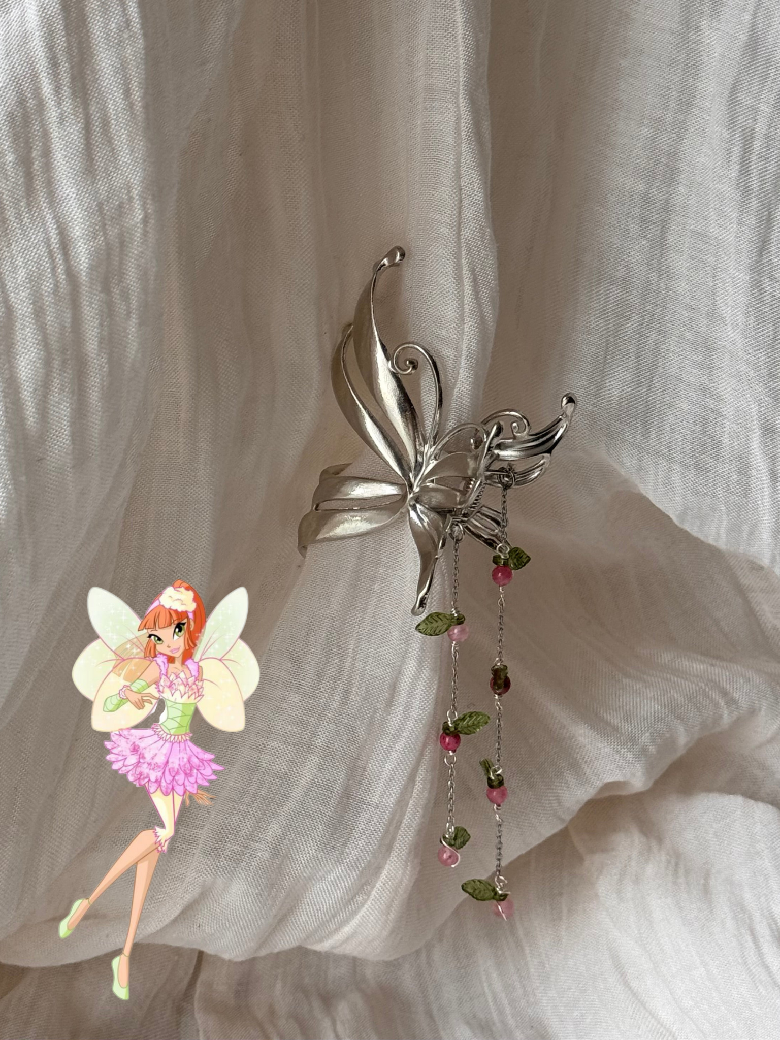 Pince à cheveux Miele, jade persan rose argenté