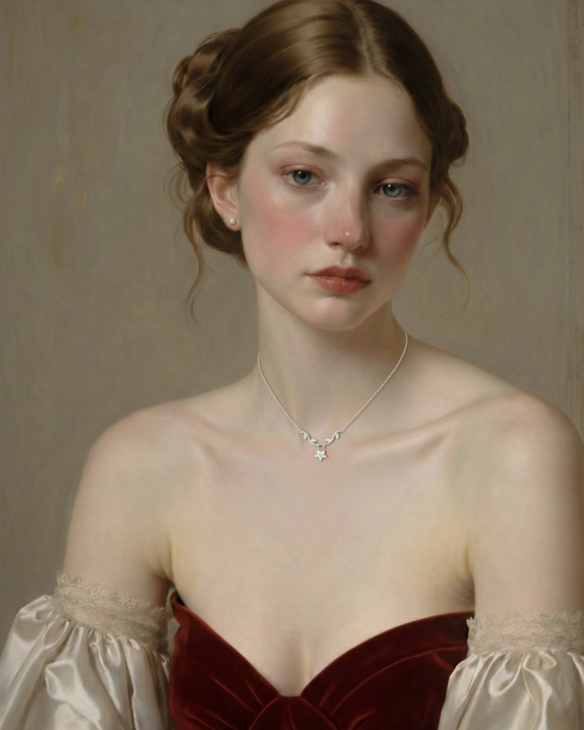 Collier La Fleur de Minuit Pendentif feuilles et fleur zircon