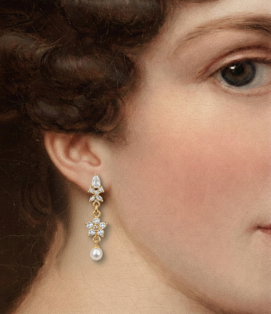 Boucles d’oreilles Sophie Perles d’eau douce et zircon doré