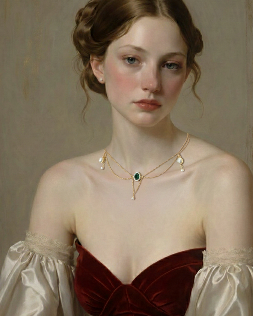 Collier Pénélope Perles d’eau douce, vert émeraude, plaqué or 18 carats