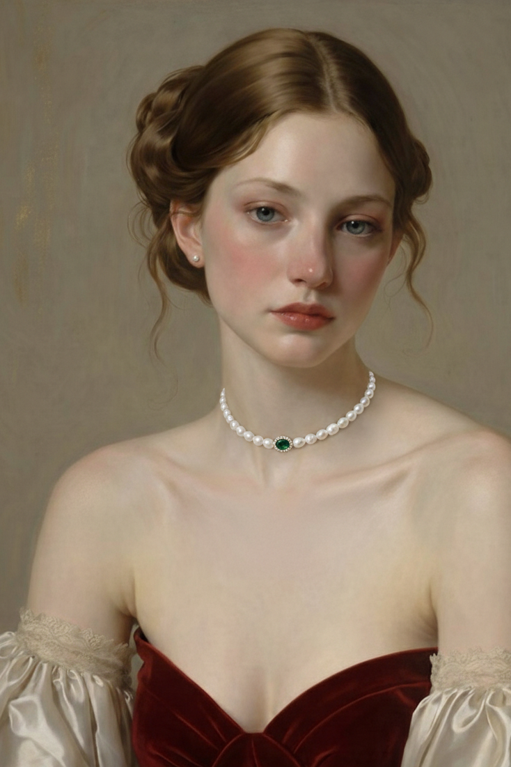 Collier L’Émeraude de la Cour Perles d’eau douce et perle vert émeraude