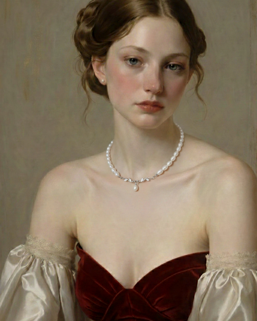 Collier Lady Violet Perles d’eau douce et feuilles en zircon argenté