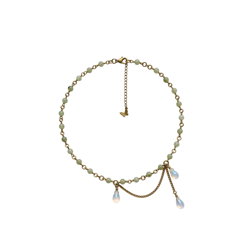 Collier Layla Préhnite doré