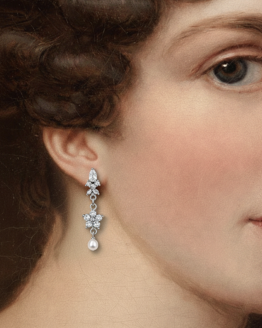 Boucles d’oreilles Sophie Perles d’eau douce et zircon argenté