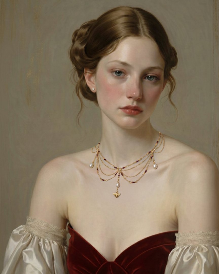 Collier Lady Kate Grenat 7A perles d’eau douce