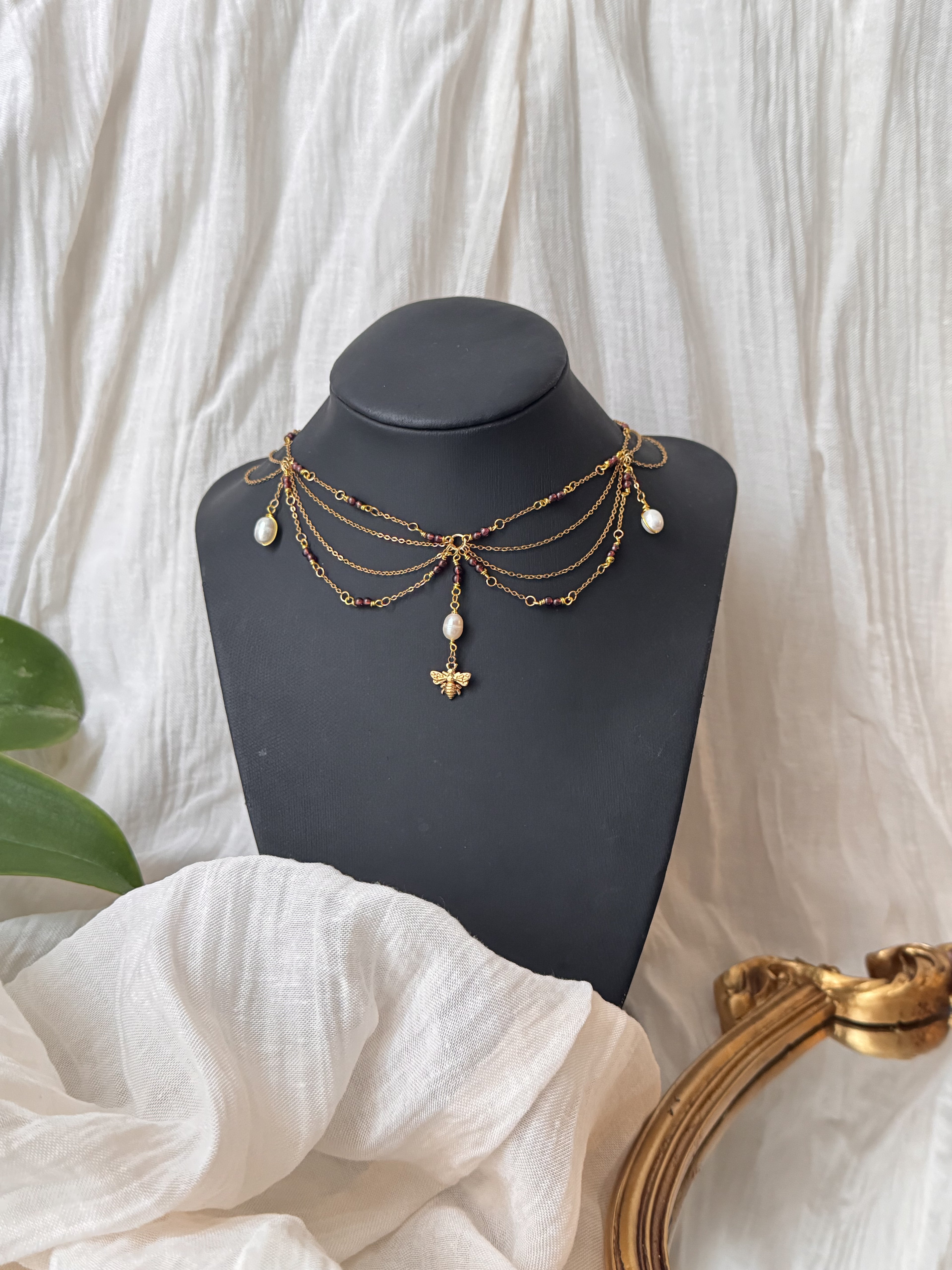 Collier Lady Kate Grenat 7A perles d’eau douce