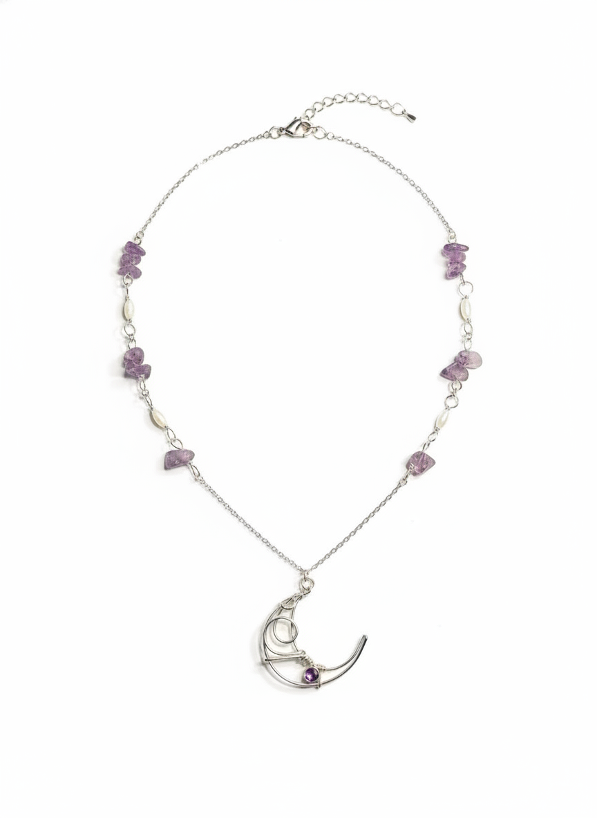 COLLIER TRIPLE DÉESSE AMéTHYSTE NACRE