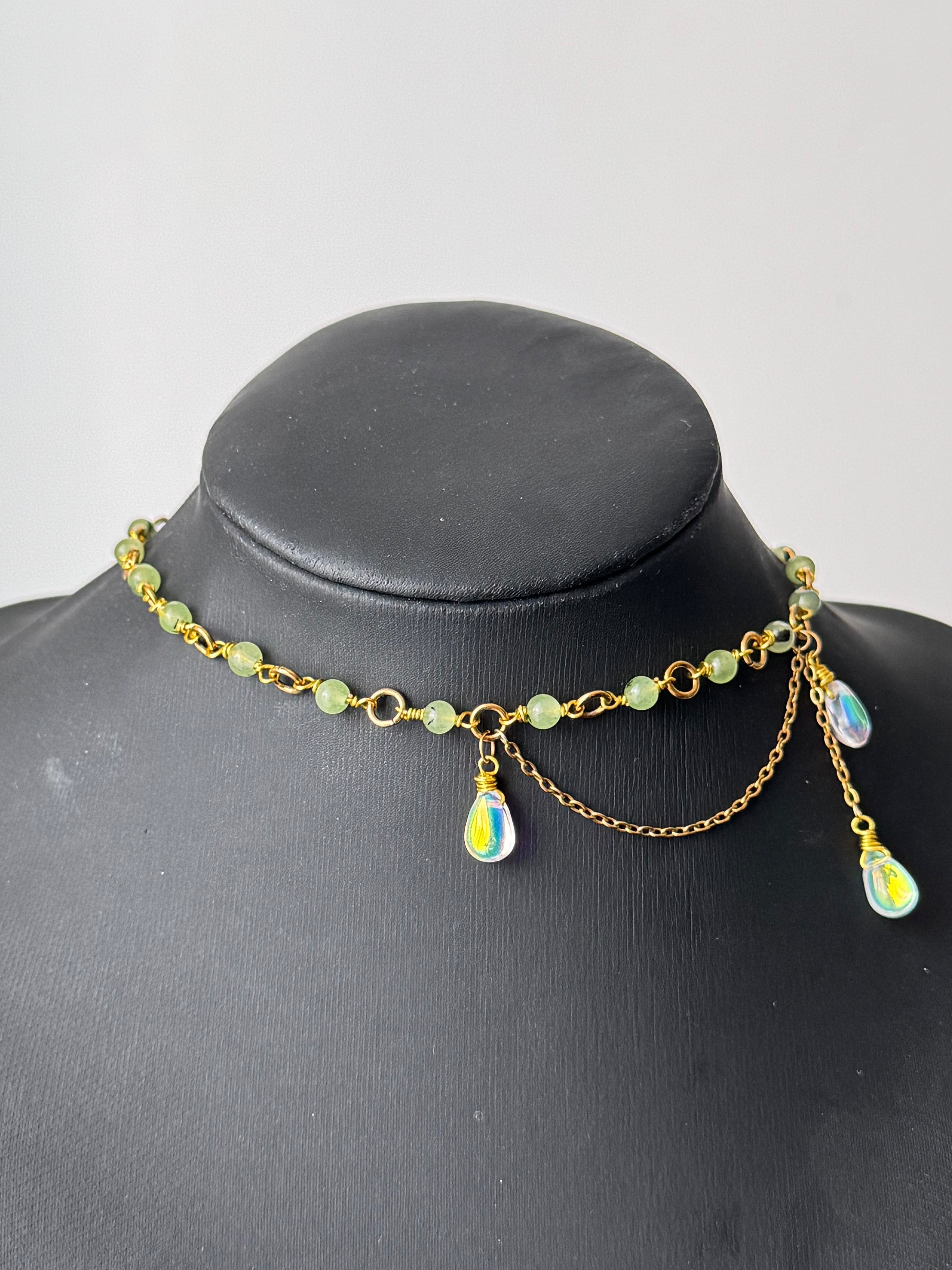 Collier Layla Préhnite doré