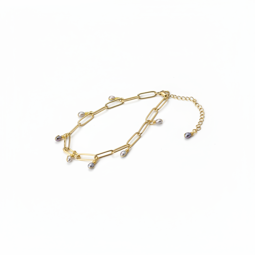 CHAÎNE DE CHEVILLE ATARGATIS PERLES D'EAU DOUCE AAA